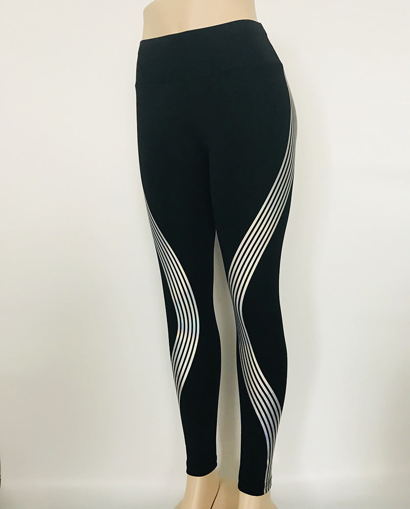 Reflective Glow in the Dark Night Light Laser Stripes Fitness Yoga Pants