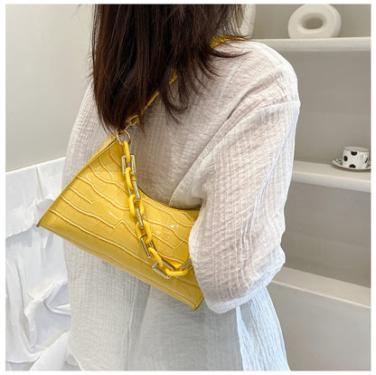 Fashion Stone Texture Shoulder Bag With Chain