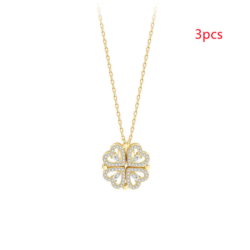 Explosive Style Detachable Deformed Four-leaf Clover Necklace