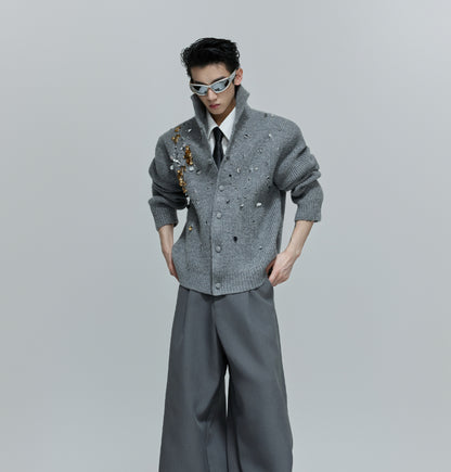 RUAN SHUAI RHINESTONE CARDIGEN JACKET