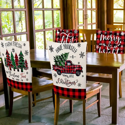 Home Christmas Printing Chair 4 Covers Set