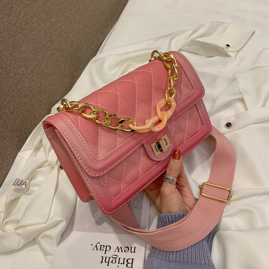 Small fragrance rhombic retro handbags gradient chain shoulder bag