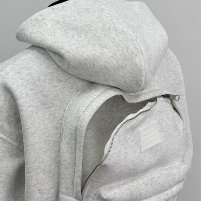 Coat Flower Gray BackPack Hoddie