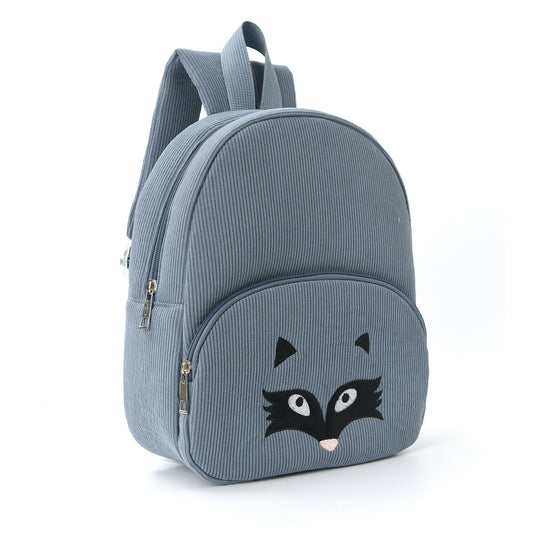 Rucksack aus Cord mit süßem Bärenstickerei