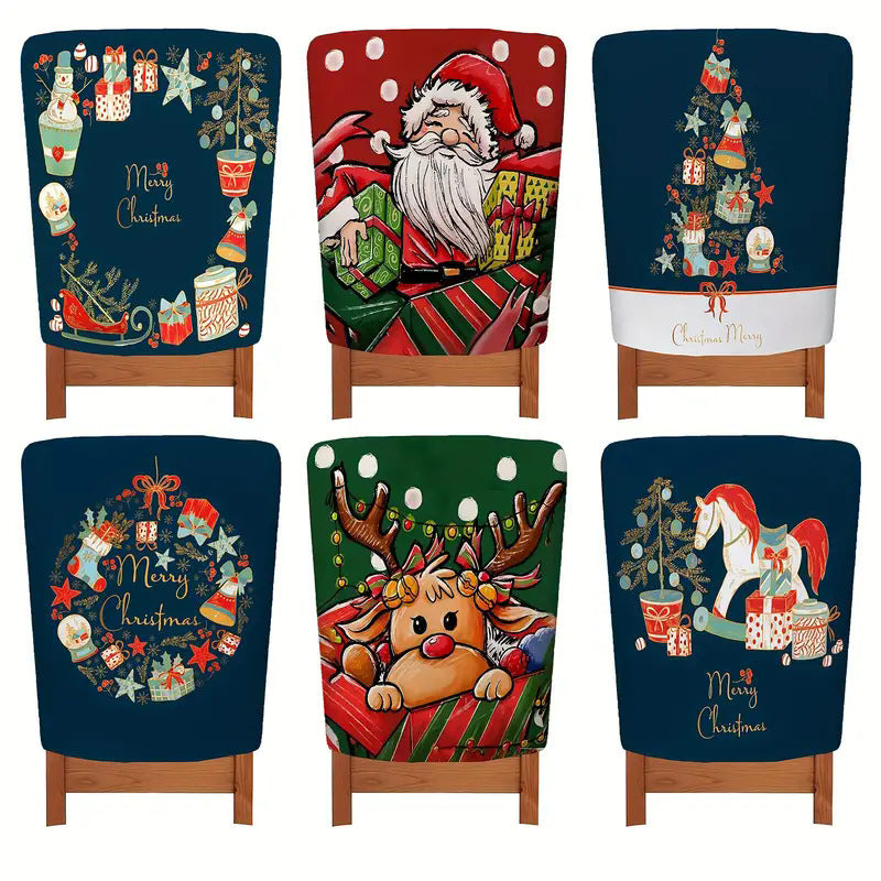 Home Christmas Printing Chair 4 Covers Set