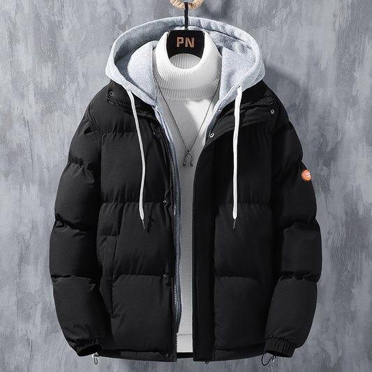 Modische, winddichte, verdickte Kapuzenjacke aus Baumwolle mit fester Freizeitsportjacke