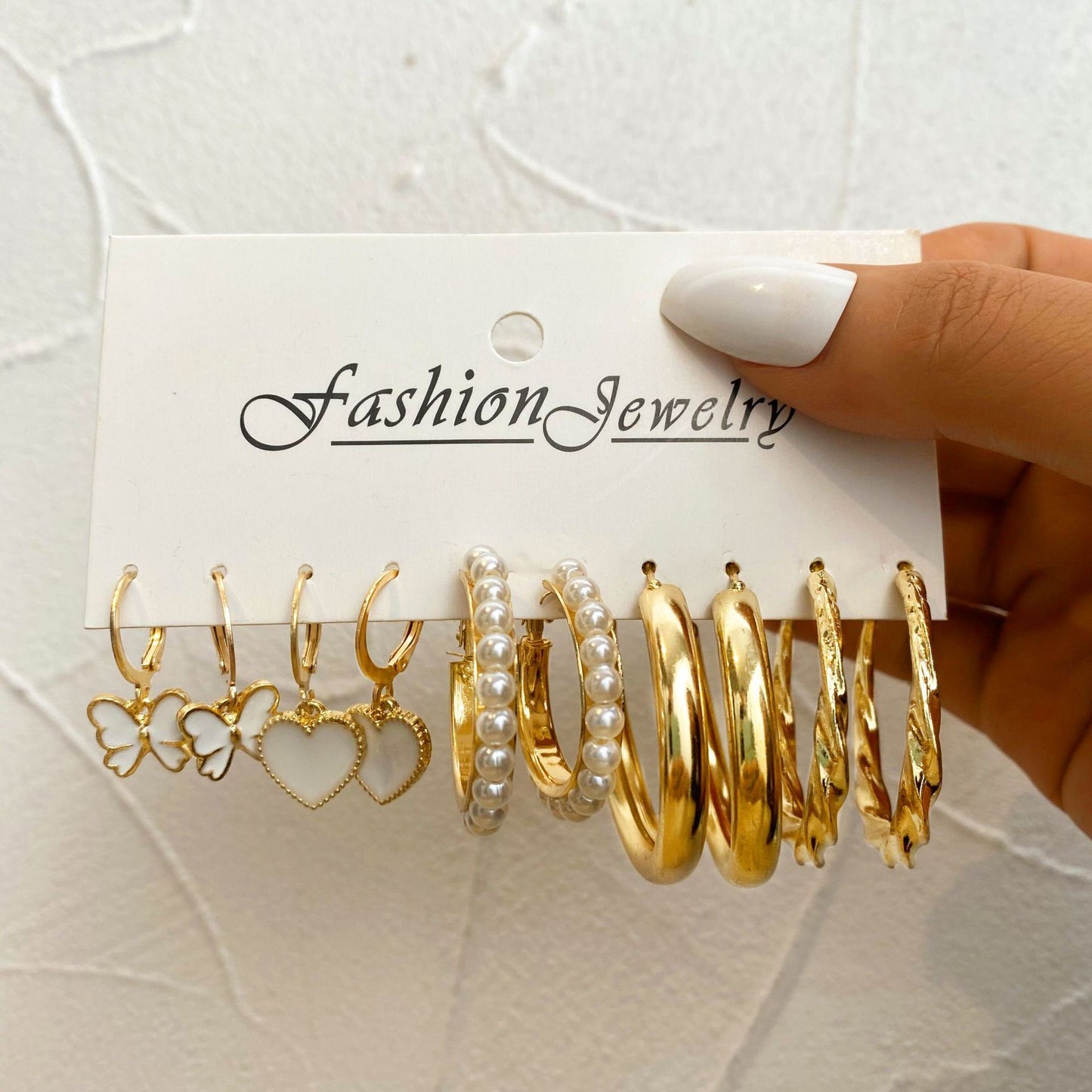 Creative Vintage Pearl Hoop Earrings Set