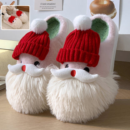 Cute Christmas Santa Claus Home Slippers Winter Warm