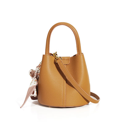 Genuine Leather Advanced Texture Bucket Bag