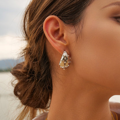 CRYSTALLED CHUBBY WATER DROPLET EARRING