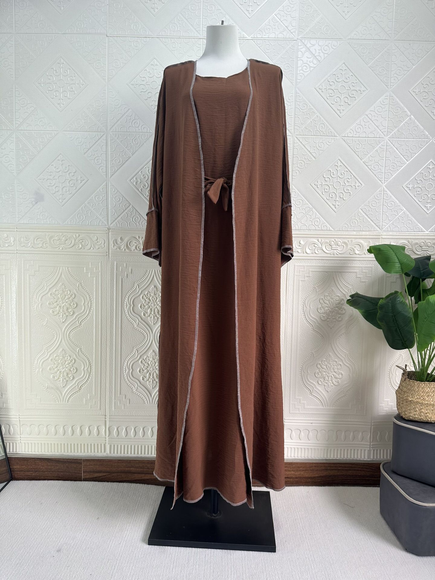 Cardigan With Inner Wear Dress Abaya