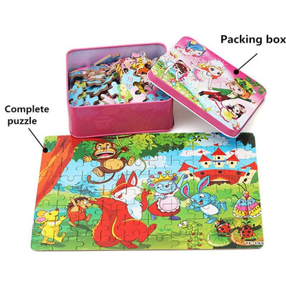 80PCS wooden educational development baby kids training toys children animal puzzle