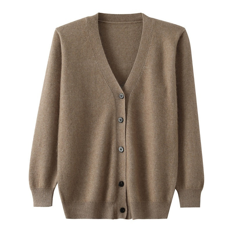 Mink Wool Men V-neck Thickened Sweater Loose Cardigan