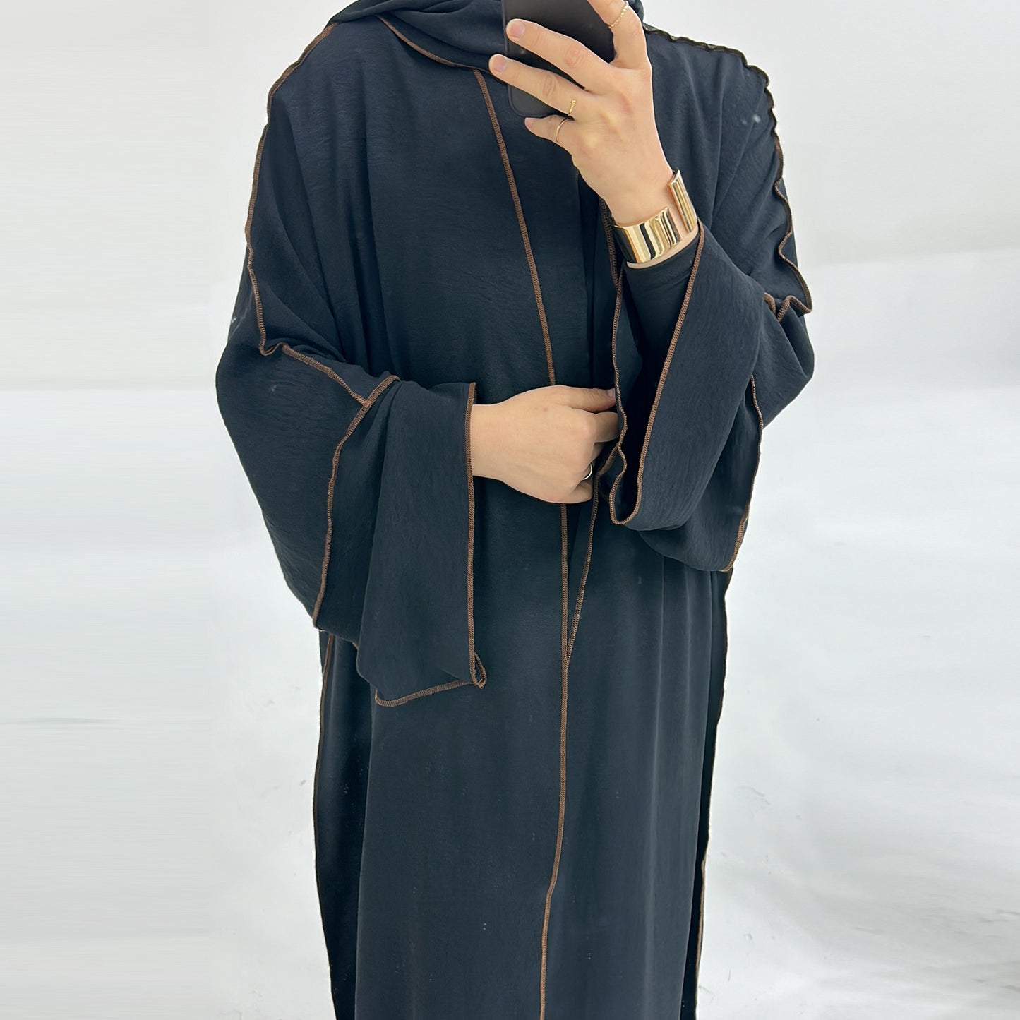 Solid Color Hook Cardigan abaya