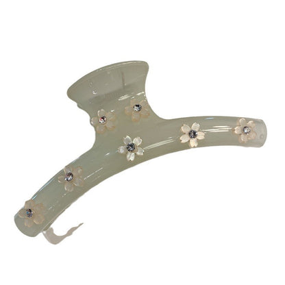 Women's Rhinestone Large Grip Small Floral Claw