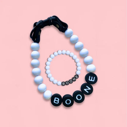 Pet Collar Chain Acrylic English Letter Beaded Elastic Cord