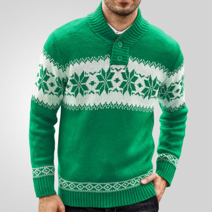 Men's ong Sleeved Christmas Casual Fashion Jacquard Knitted Sweater