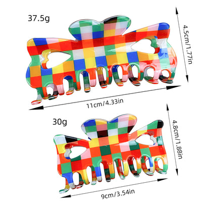 Color Chessboard Lattice Elegant Hair Clip