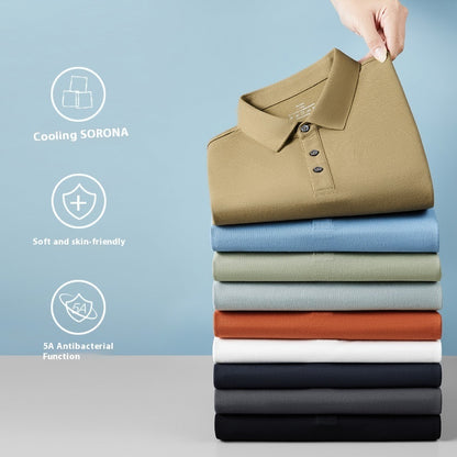 Men's Solid Color Polo Collar Business Casual Short-sleeved T-shirt