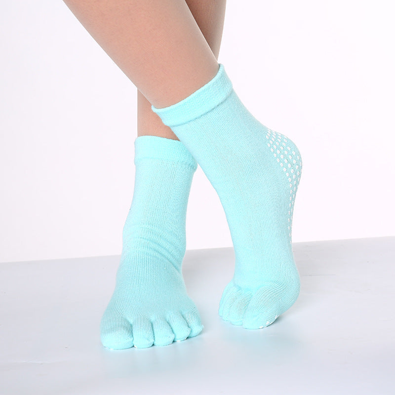 Women's Pure Cotton Dispensing Non-slip Yoga Five Finger Socks
