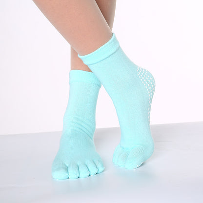 Women's Pure Cotton Dispensing Non-slip Yoga Five Finger Socks