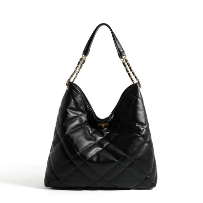 Rhombus Women's Large Capacity Genuine Leather Chain Shoulder Tote Bag