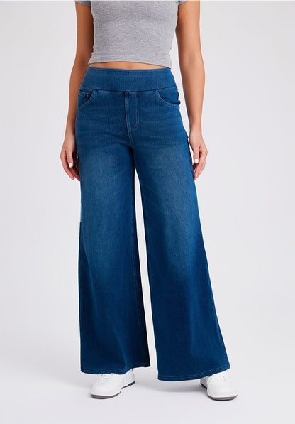 New Plus Size Women's High Waist Flared Jeans Straight Loose Fit