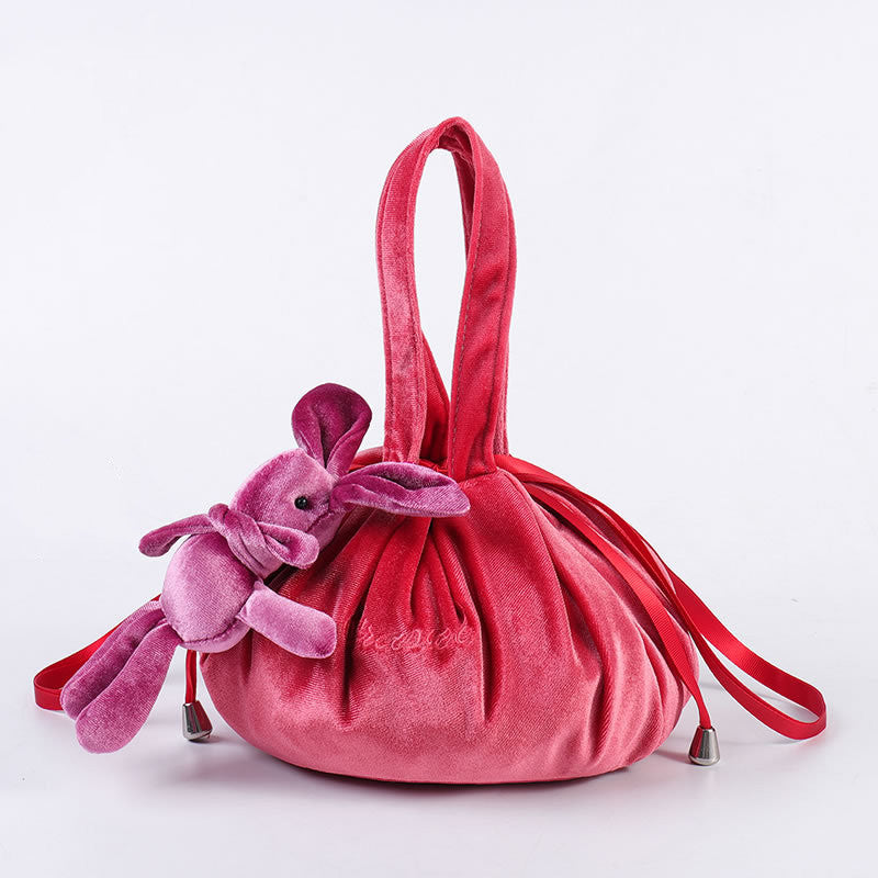 New Cartoon Rabbit Ears Velvet Cosmetic Bag