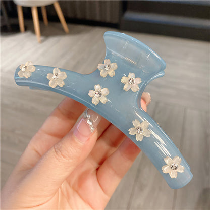 Women's Rhinestone Large Grip Small Floral Claw