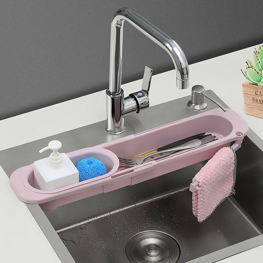 Telescopic Sink Rack Soap Sponge Holder Kitchen Sink Organizer