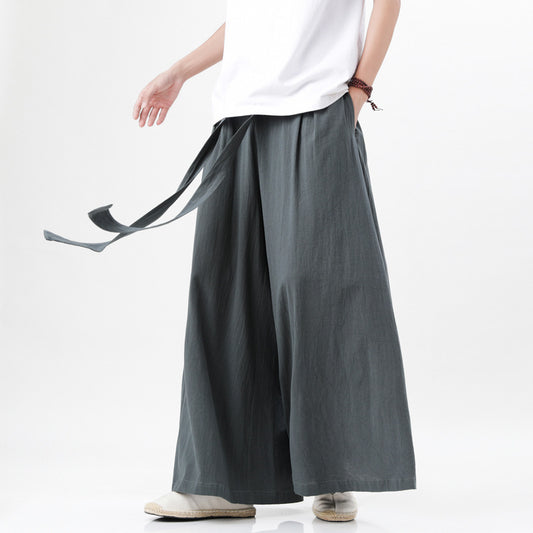 Cotton And Linen Plus Size Loose Men's Trousers Chinese Style