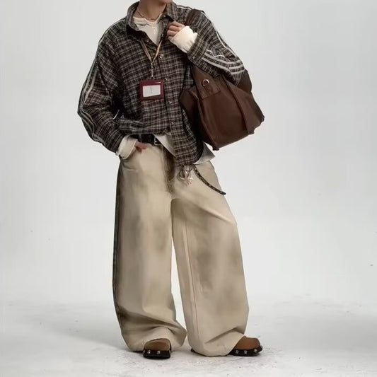 Loose Straight Retro Street Floor length Pants