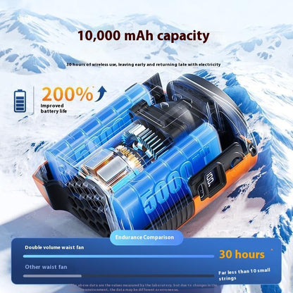 Waist Hanging Fan Portable Summer Heat Relieving Charging Refrigeration Endurance