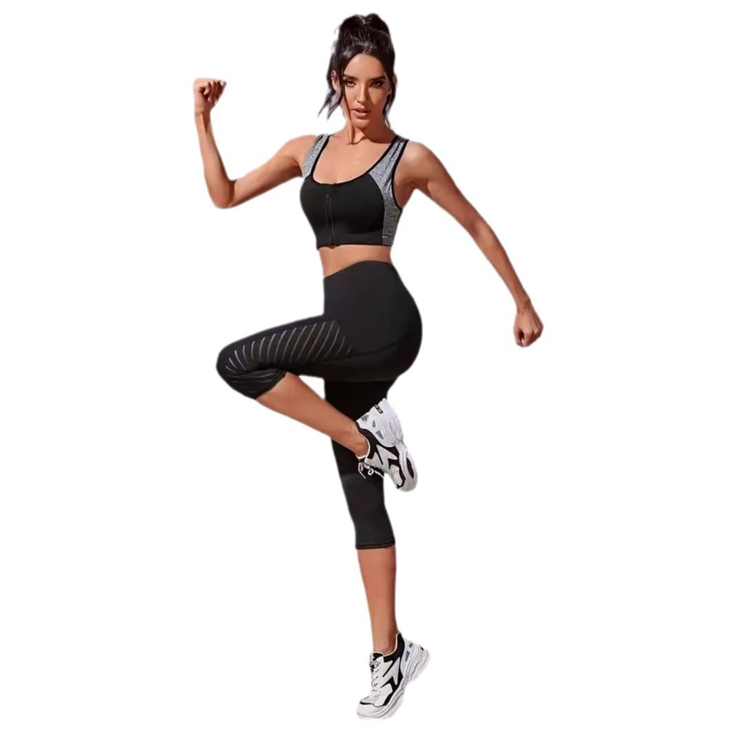 Color Contrast Patchwork Running Trousers Belly Contracting