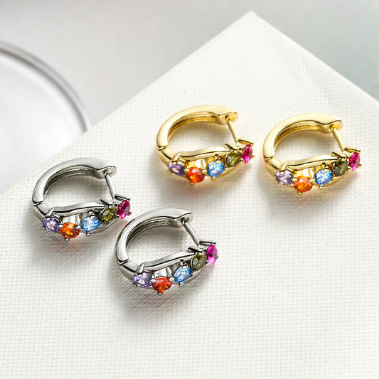 18K Gold Zircon Vintage Circle Earrings