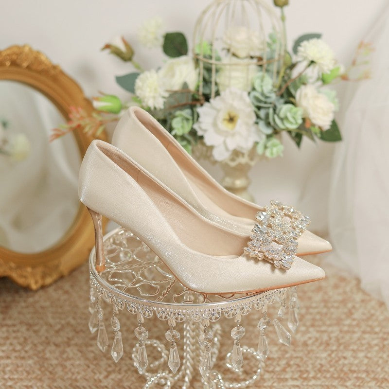Two-way Wear Pointed-toe Stiletto Bride Shallow Mouth High Heels
