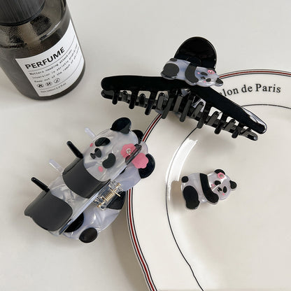 Cartoon Panda Acetate Grip Cute Animal Hair Claws
