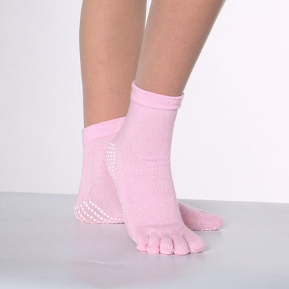 Women's Pure Cotton Dispensing Non-slip Yoga Five Finger Socks
