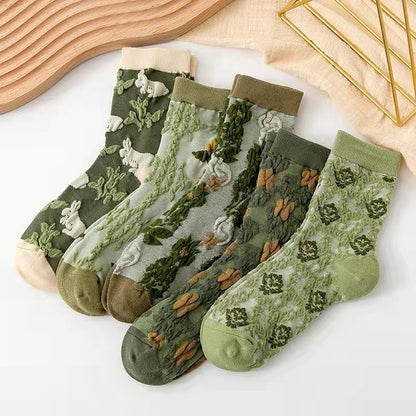 Harajuku Retro Embroidery Kawaii 5 Pair Cute Socks