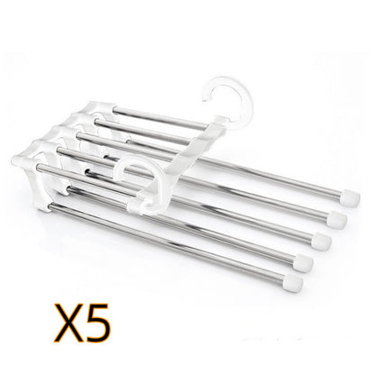 5 In 1 Wardrobe Multi-functional Pants Hangers Stainless Steel