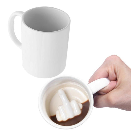 Creative Design White Middle Finger Mug Novelty Style