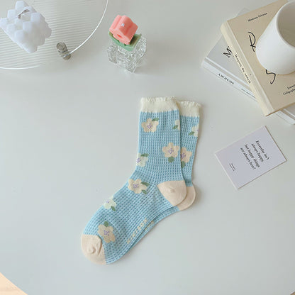 Women's Tulip Flower Glass Silk Socks