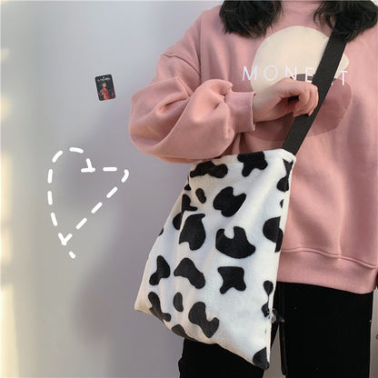 Girls cow print canvas bag