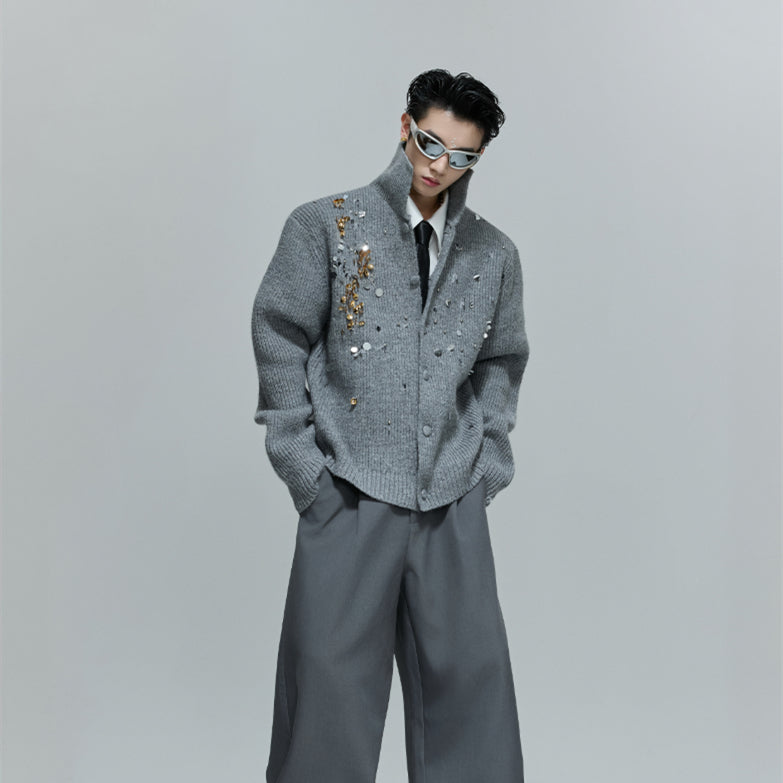 RUAN SHUAI RHINESTONE CARDIGEN JACKET