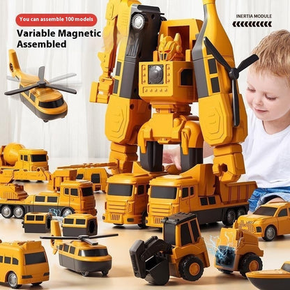 Magnetic Deformation Transformer Engineering Car Children's Toy