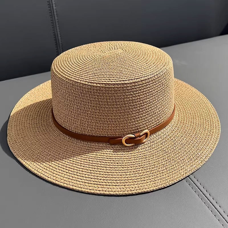 Women's Summer Seaside UV Protection Flat Straw Hat