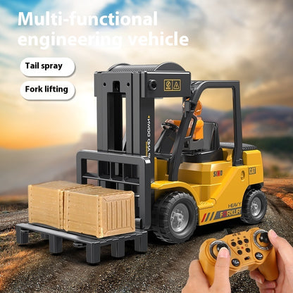 Remote Control Forklift Light Music Spray Crane Engineering Car Children's Toy Model