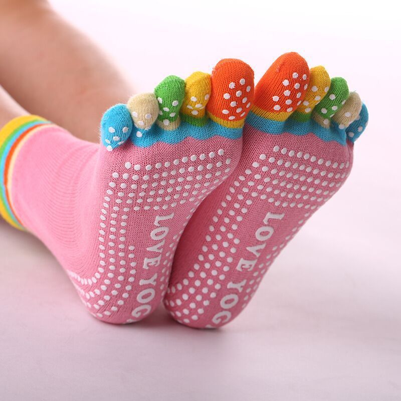Women's Pure Cotton Dispensing Non-slip Yoga Five Finger Socks