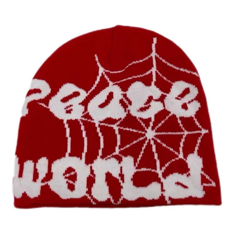 Hip Hop Warm Spider Web Letters Knitted Beanie Hat