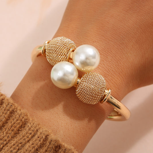 Retro Minimalism Temperament Pearl Alloy Bracelet